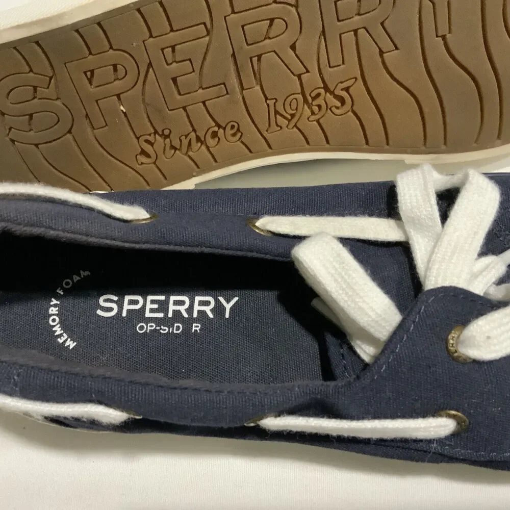 Sperry Topsider Women's Loafer Shoe Memory Foam Blue White Size 9.5